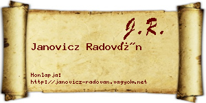 Janovicz Radován névjegykártya